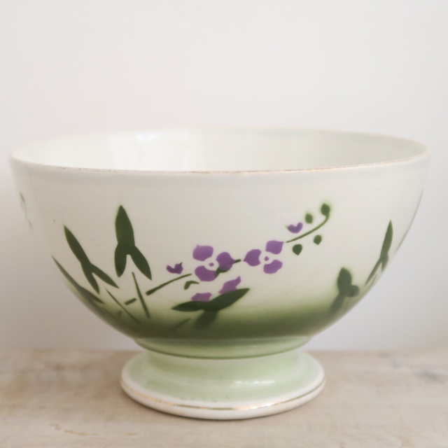アンティーク カフェオレボウル スミレ ジアン製 GIEN