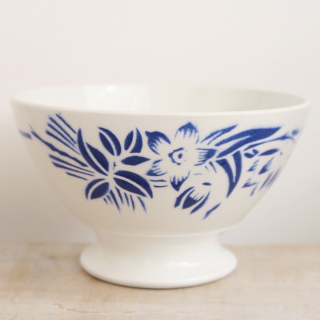 アンティーク カフェオレボウル 花 フランス バドンヴィレー製 Badonviller