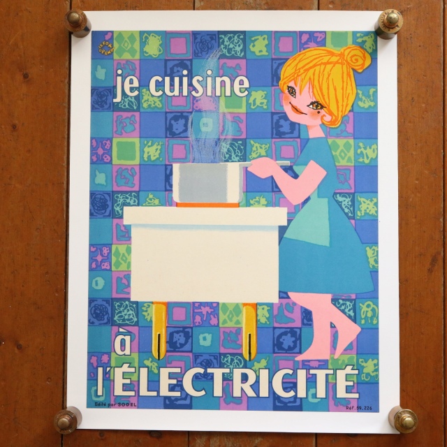 ルフォール・オプノ ビンテージポスター  Lefor Openo je cuIsine a l'ELECTRICITE