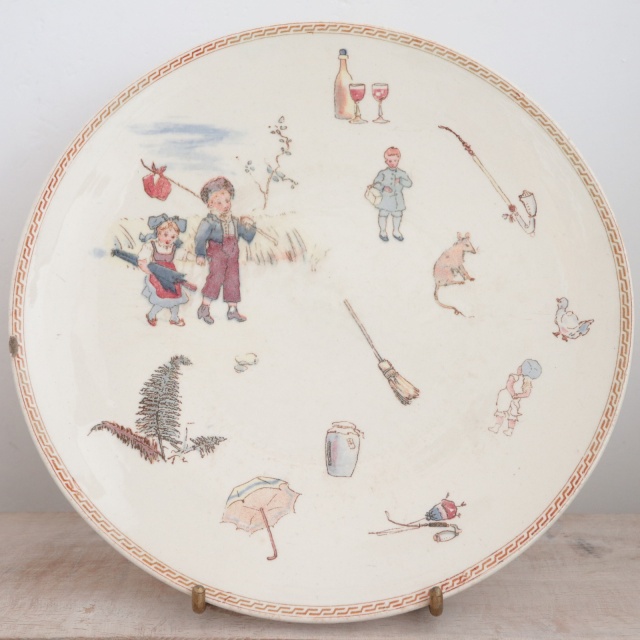 アンティークプレート アンファン フランス サルグミンヌ製 U&C SARREGUEMINES