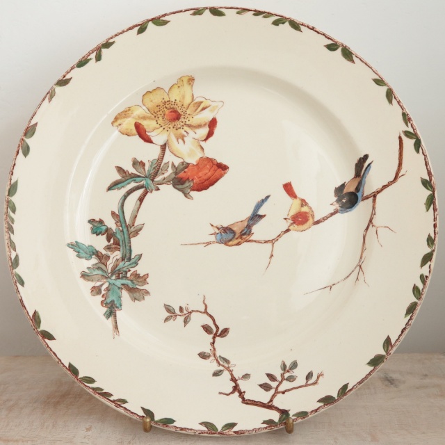 アンティーク プレート 花と小鳥 OXFORD フランス ショワジールロワ製 CHOISY LE ROI