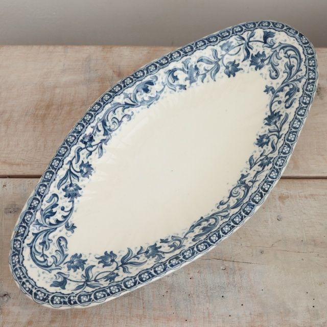 アンティーク ラヴィエ オーバル皿 フランス ジアン製 GIEN