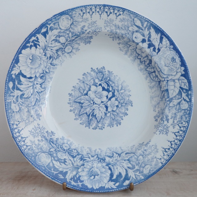 アンティーク プレート FLEURS 深皿 フランス ペクソンヌ製