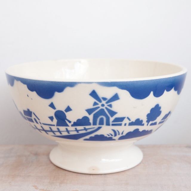 アンティーク カフェオレボウル 風車 フランス バドンヴィレー製 Badonviller