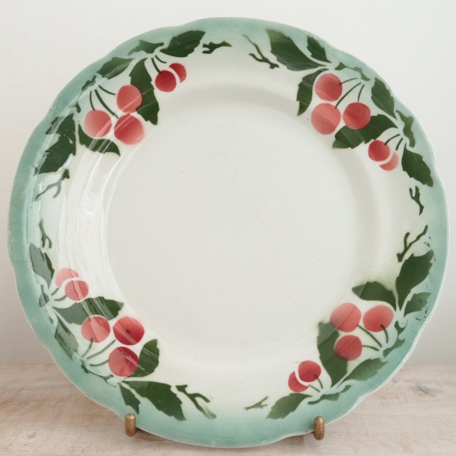 アンティーク プレート チェリー デザート皿 フランス ショワジールロワ製 CHOISY LE ROI