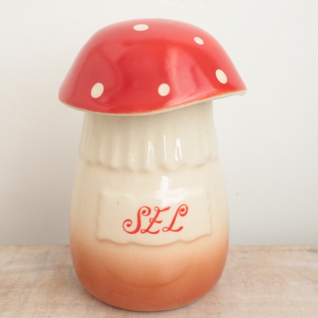 フランス ビンテージ キノコ キャニスター SEL 塩