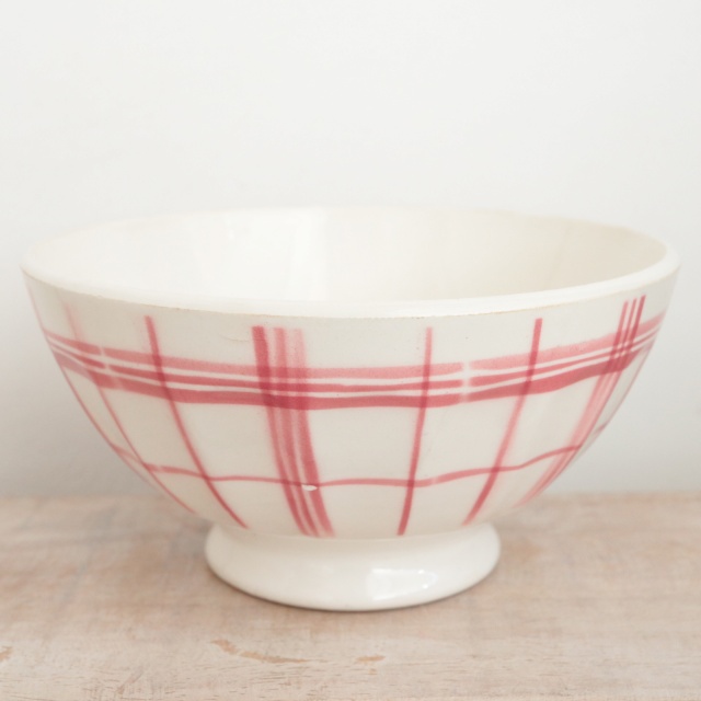 アンティーク カフェオレボウル トーション ルージュ フランス ムーラン・デ・ルー製 Moulin des Loups