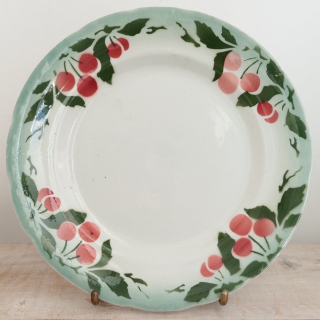 アンティーク プレート チェリー デザート皿 フランス ショワジールロワ製 CHOISY LE ROI