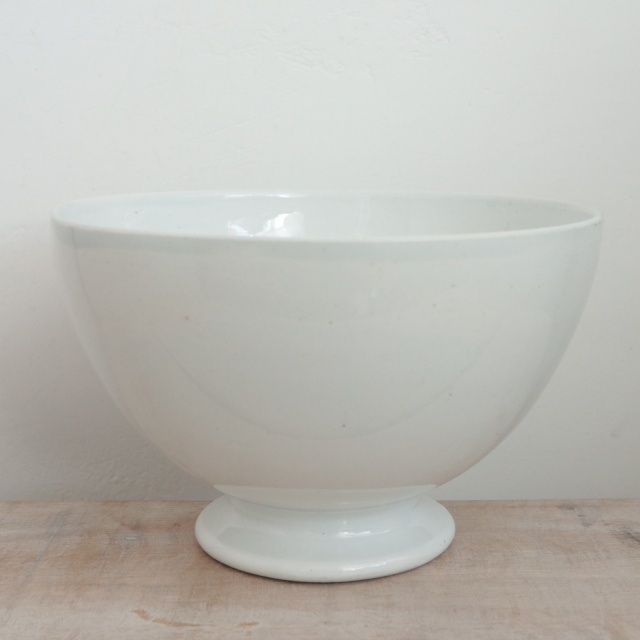 アンティーク カフェオレボウル 白 フランス リュネヴィル製 OPAQUE LUNEVILLE
