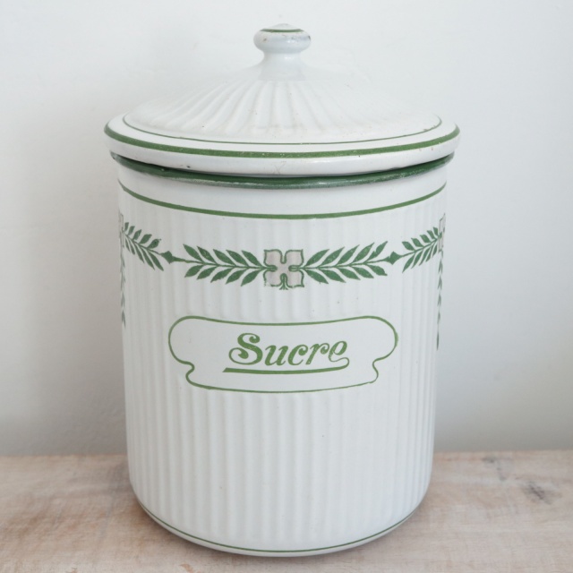 BB社 ローレルリース アンティーク ホウロウキャニスター Sucre 砂糖
