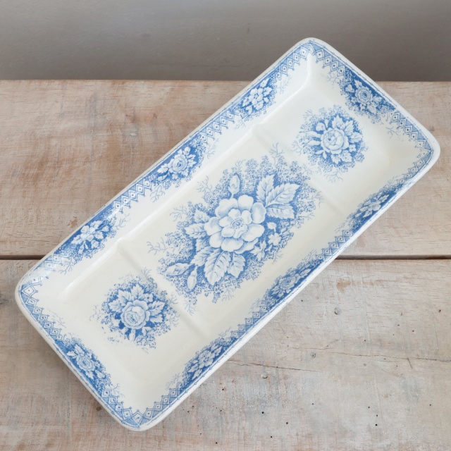 アンティーク プレート 長角皿 JARDINIERE フランス サンタマン製 SAINT AMAND HAMAGE
