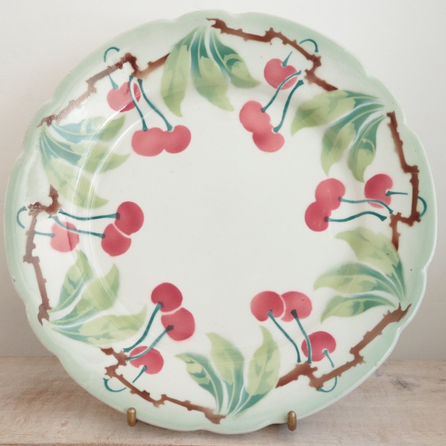 アンティーク プレート チェリー 皿 フランス リュネヴィル製 KG Luneville