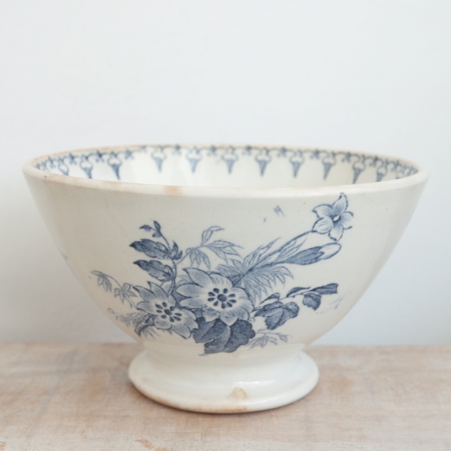 アンティーク カフェオレボウル フランス サルグミンヌ製 FLORE U&C SARREGUEMINES
