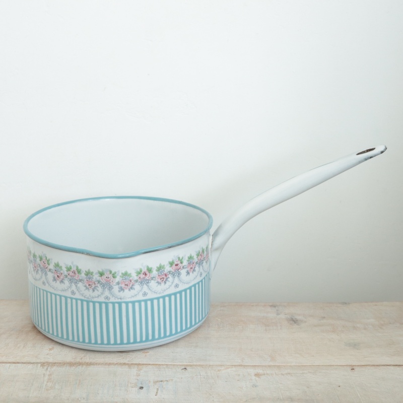 BB社 ローズガーランド アンティーク ホウロウ 片手鍋 Sサイズ