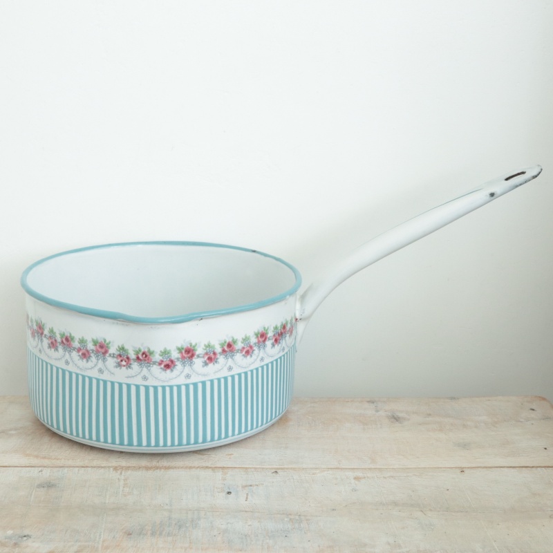 BB社 ローズガーランド アンティーク ホウロウ 片手鍋 Lサイズ