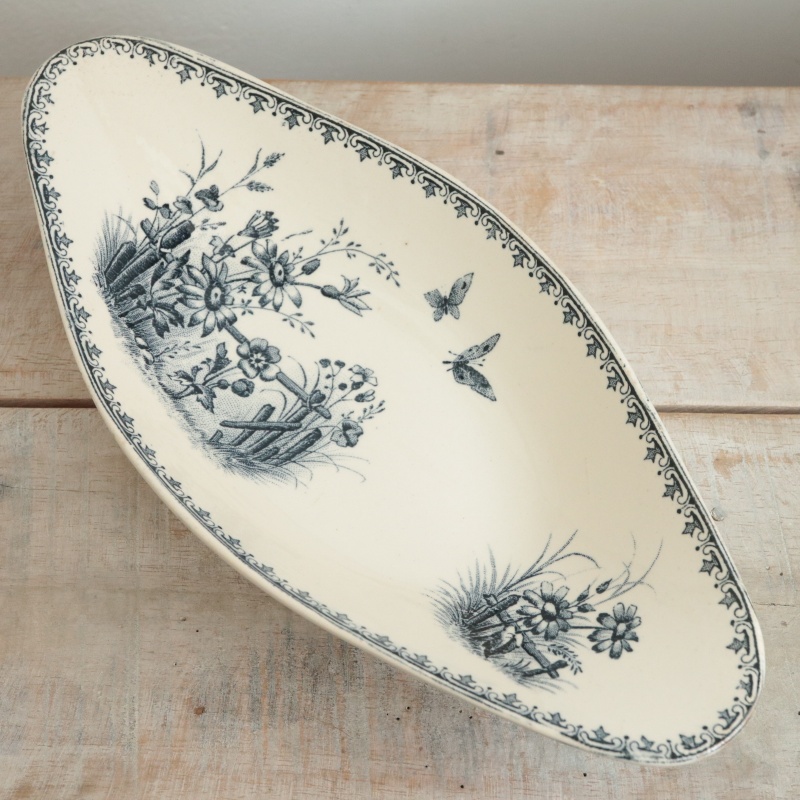 アンティーク ラヴィエ オーバル皿 フランス サルグミンヌ製 TSARINE SARREGUEMINES & DIGOIN