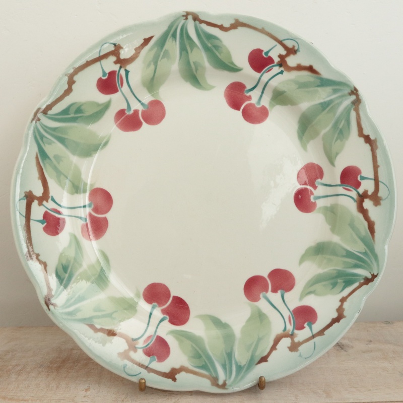 アンティーク プレート チェリー ディナープレート フランス リュネヴィル製 KG Luneville