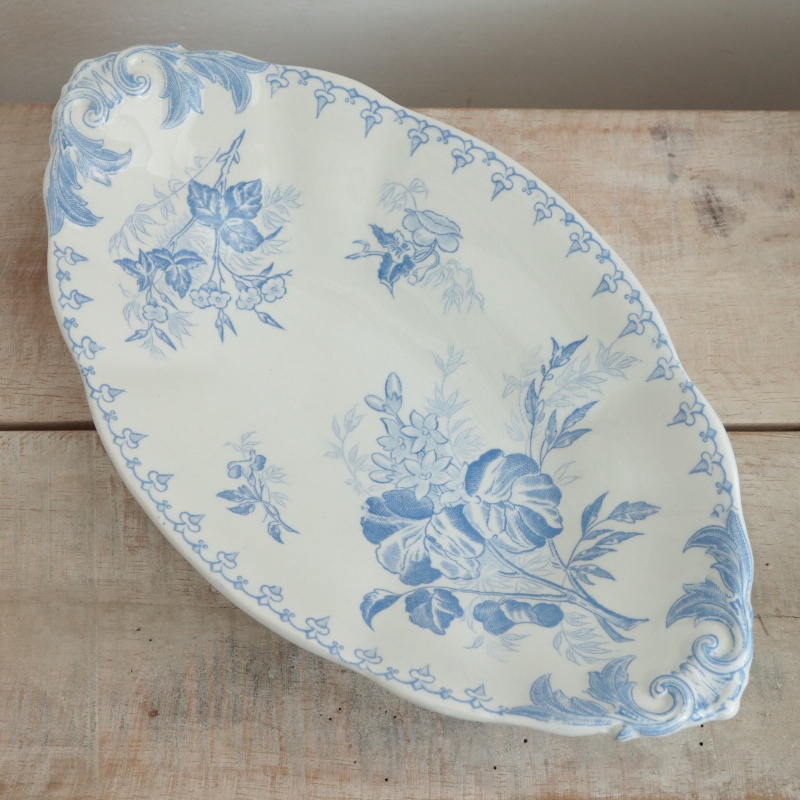 アンティーク ラヴィエ オーバル皿 FLORE フランス サルグミンヌ製 U&C SARREGUEMINES