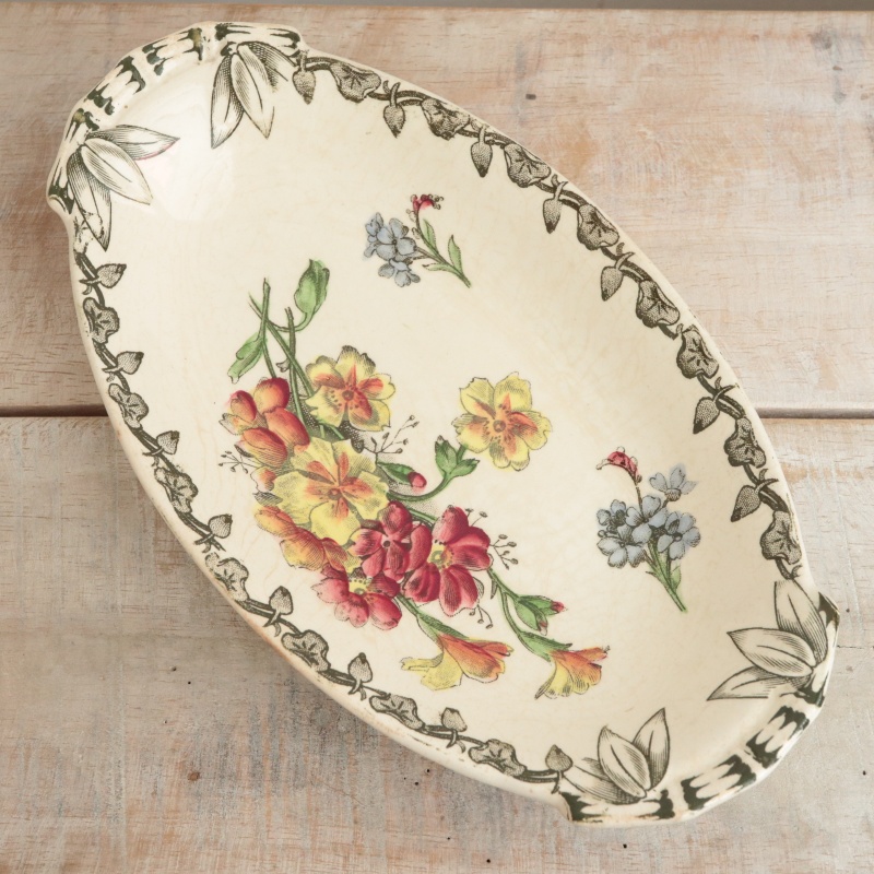 アンティーク ラヴィエ オーバル皿 MESA フランス サルグミンヌ製 U&C SARREGUEMINES