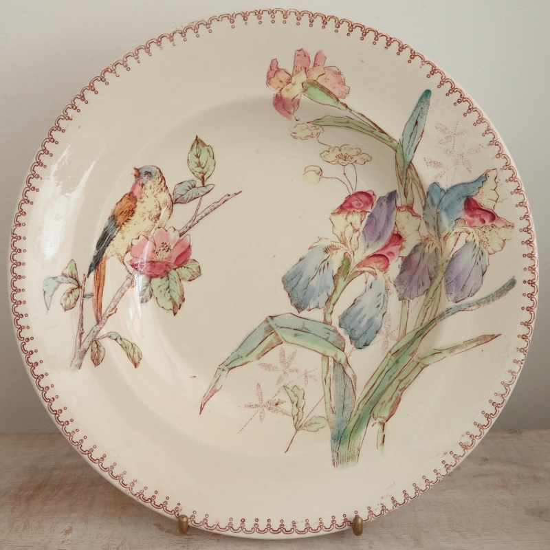 アンティーク プレート 小鳥 深皿 フランス ロンウィー製 LONGWY