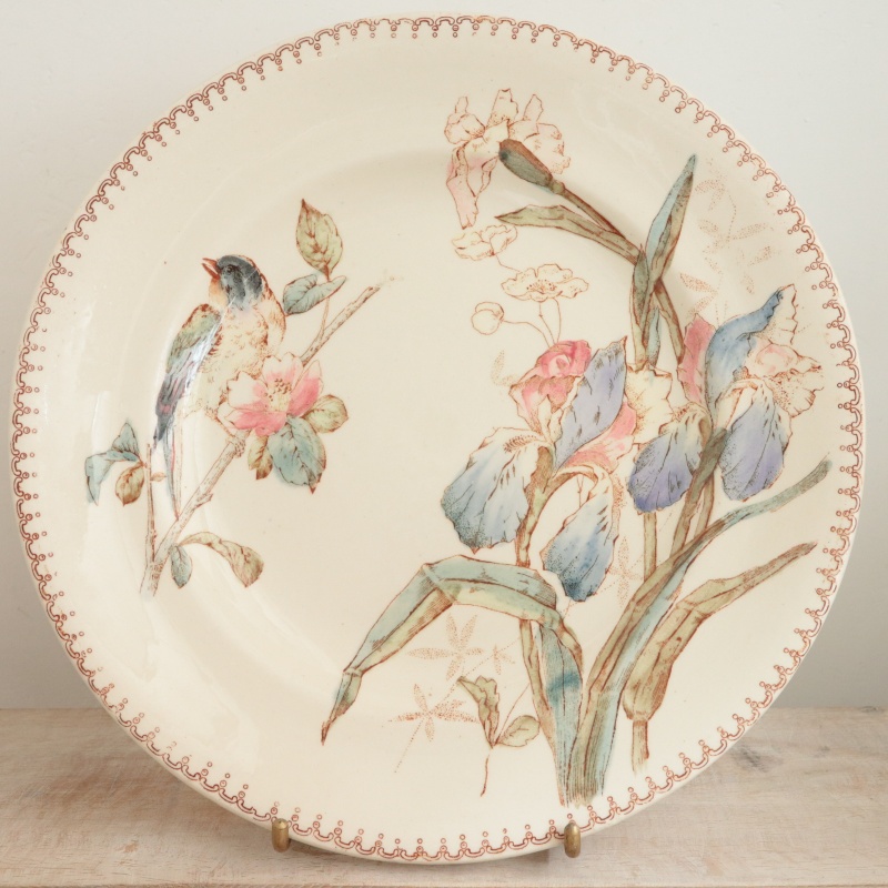 アンティーク プレート 小鳥 皿 フランス ロンウィー製 LONGWY