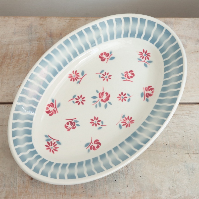 アンティーク ラヴィエ オーバル皿 ANJOU フランス サルグミンヌ製 SARREGUEMINES