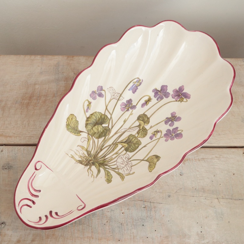 ラヴィエ スミレ シェル皿 フランス リュネヴィル製 KG Luneville