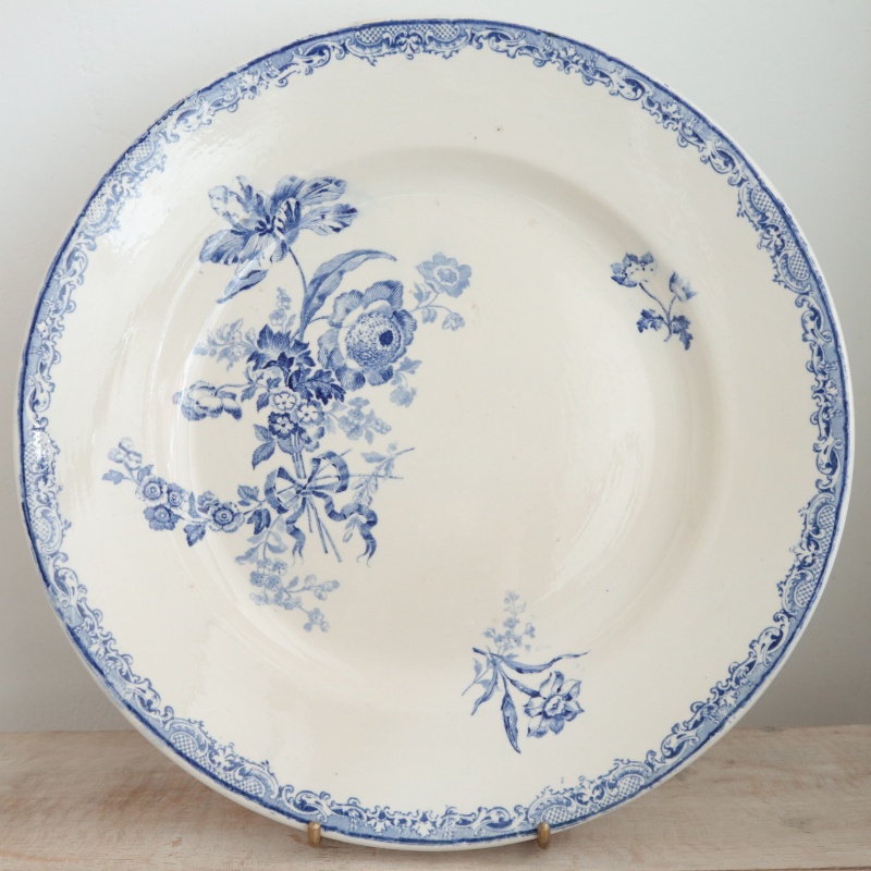 アンティーク プレート フォンタンジュ 大皿 フランス サルグミンヌ製 FONTANGES SARREGUEMINES