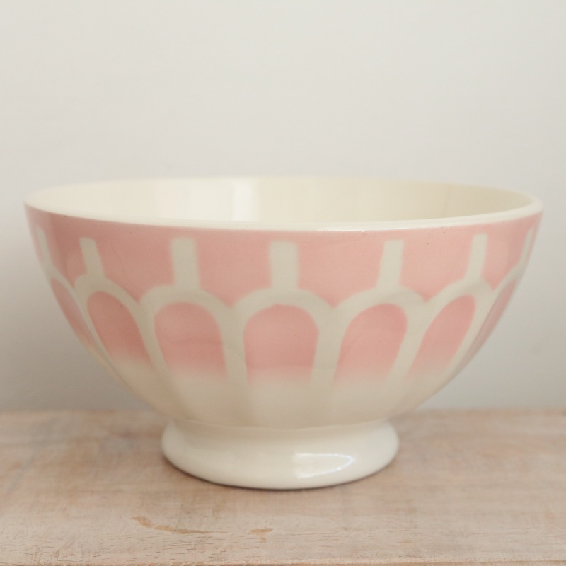 アンティーク カフェオレボウル ピンク ウロコ Moulin des Loups製