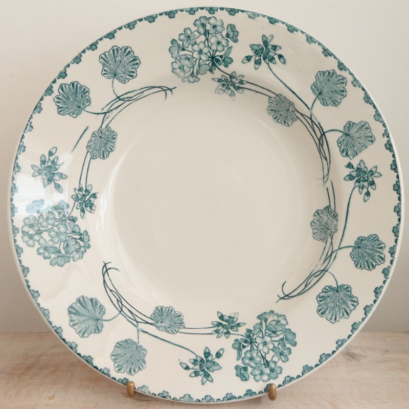 アンティークプレート ゼラニウム 深皿 GERANIUM フランス サルグミンヌ製 U&C SARREGUEMINES