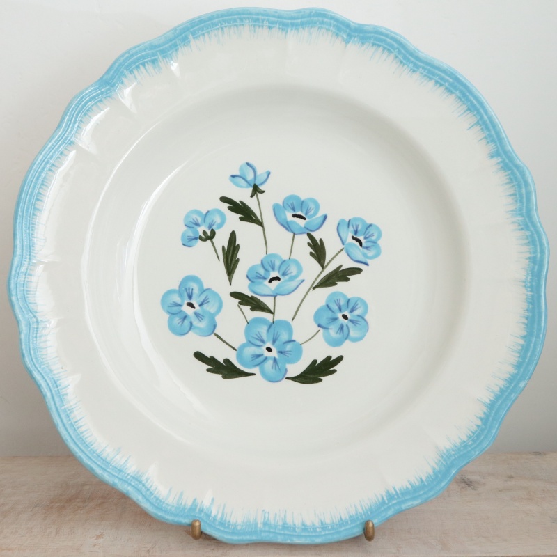 アンティーク プレート 花リム ハンドペイント 深皿 フランス サラン製 SALINS