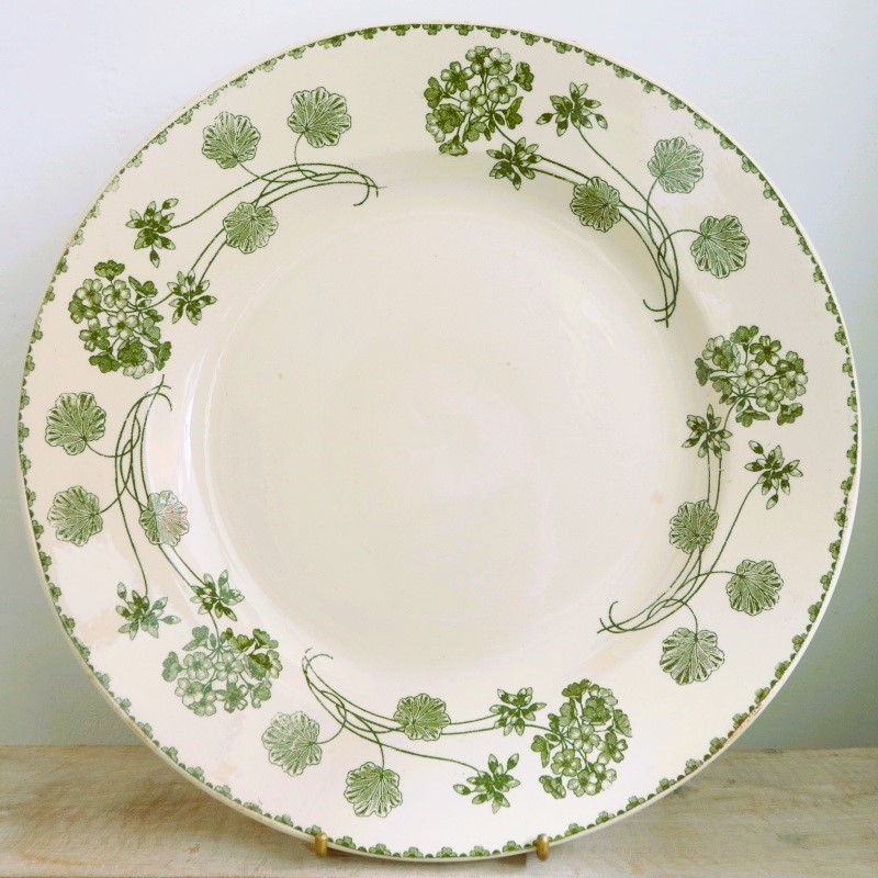 アンティークプレート ゼラニウム 大皿 GERANIUM フランス サルグミンヌ製 U&C SARREGUEMINES