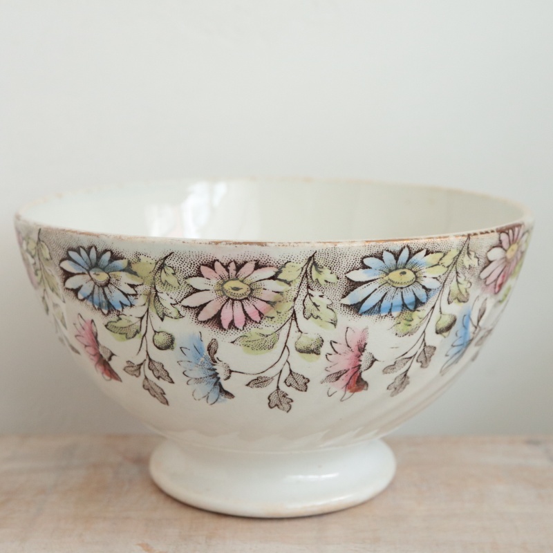 アンティーク カフェオレボウル デイジー フランス バドンヴィレー製 Badonviller