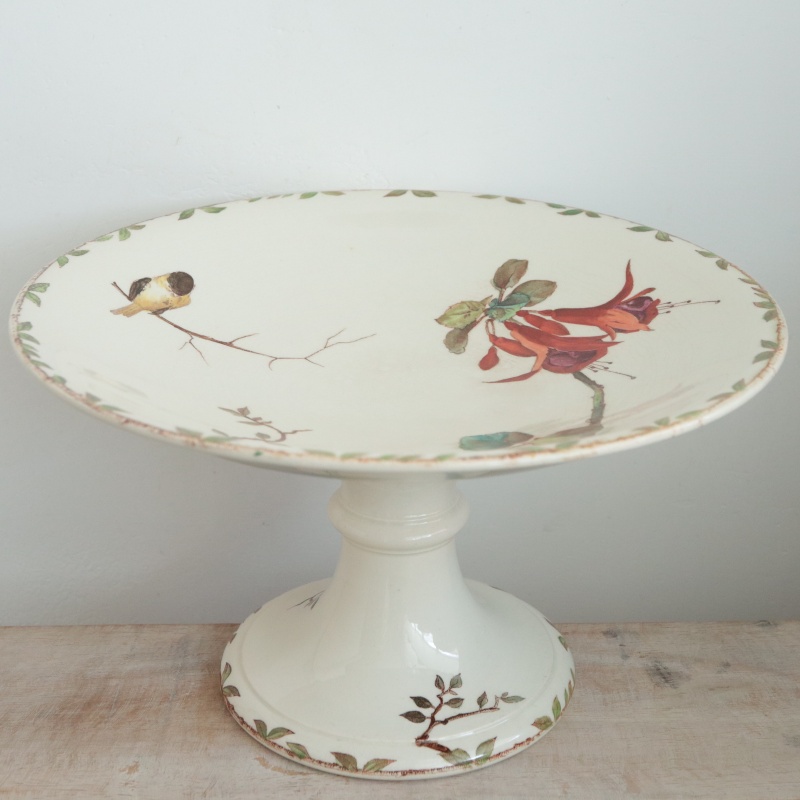 アンティーク コンポティエ 花と小鳥 OXFORD フランス