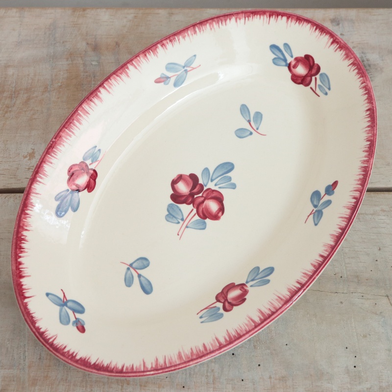 アンティーク ラヴィエ オーバル皿 フランス サルグミンヌ製 DANUBE  DIGOIN & SARREGUEMINES