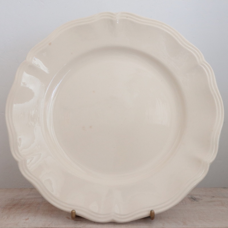アンティークプレート デザート皿 花リム Ivoire フランス サルグミンヌ製 Sarreguemines