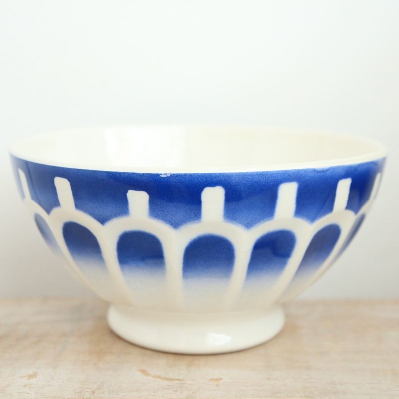 アンティーク カフェオレボウル ブルー ウロコ Moulin des Loups製