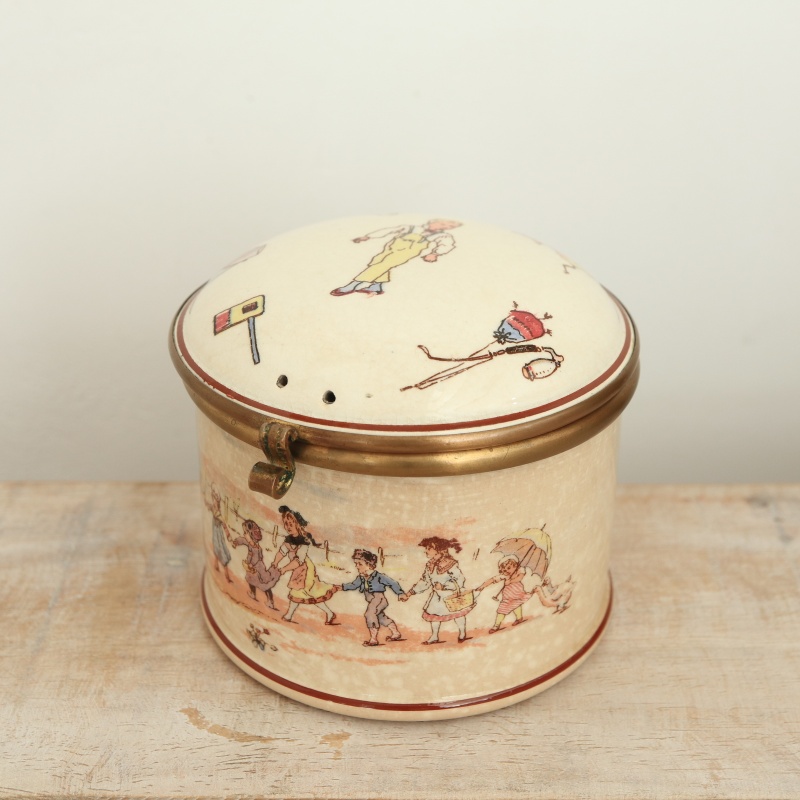 アンティーク 蓋付きポット アンファン フランス サルグミンヌ製 U&C SARREGUEMINES