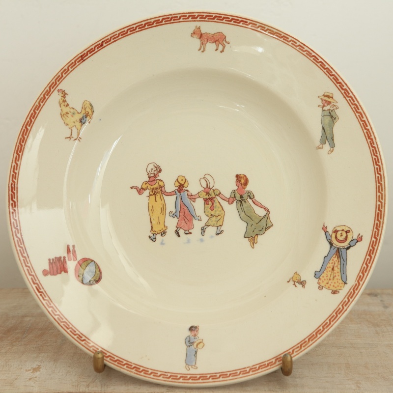 アンティークプレート 小さな深皿 アンファン フランス サルグミンヌ製 U&C SARREGUEMINES