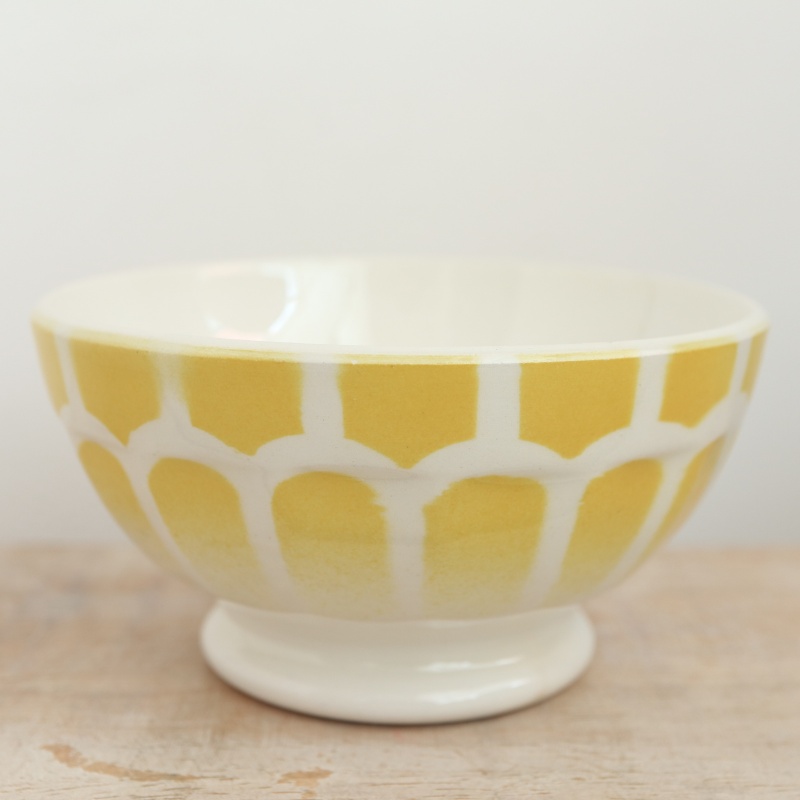 アンティーク プチ カフェオレボウル イエロー ウロコ Moulin des Loups製