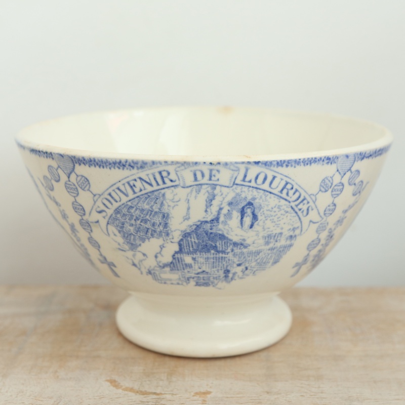 アンティーク カフェオレボウル ルルド SOUVENIR DE LOURDES フランス サルグミンヌ製 Digoin & Sarreguemines