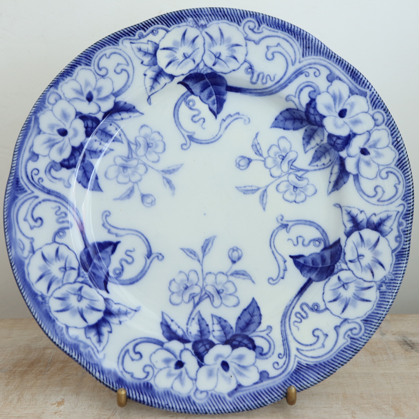 アンティークプレート デザート皿 FLORA フランス クレイユモントロー製 Creil Montereau