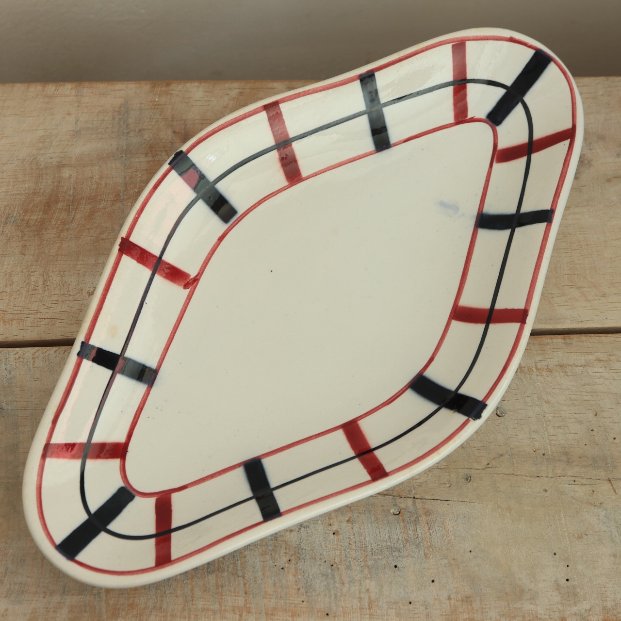 アンティーク ラヴィエ オーバル皿 LOU BASQUEZ フランス サンタマン製 SAINT AMAND