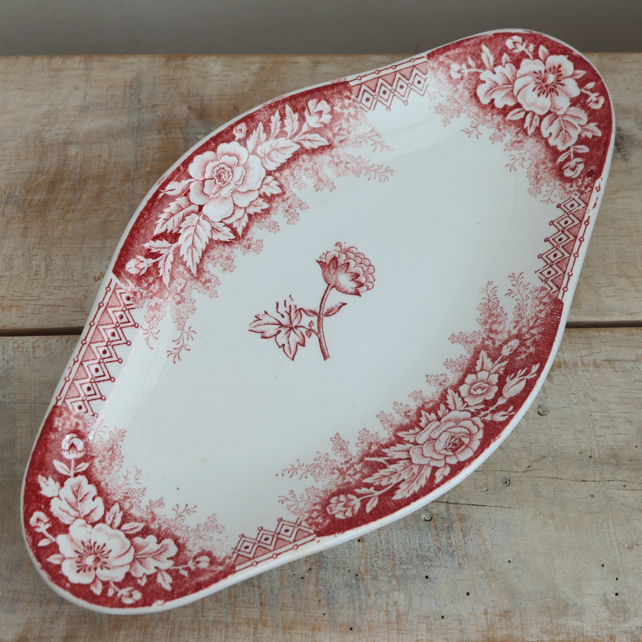 アンティーク ラヴィエ オーバル皿 JARDINIERE フランス サンタマン製 SAINT AMAND HAMAGE