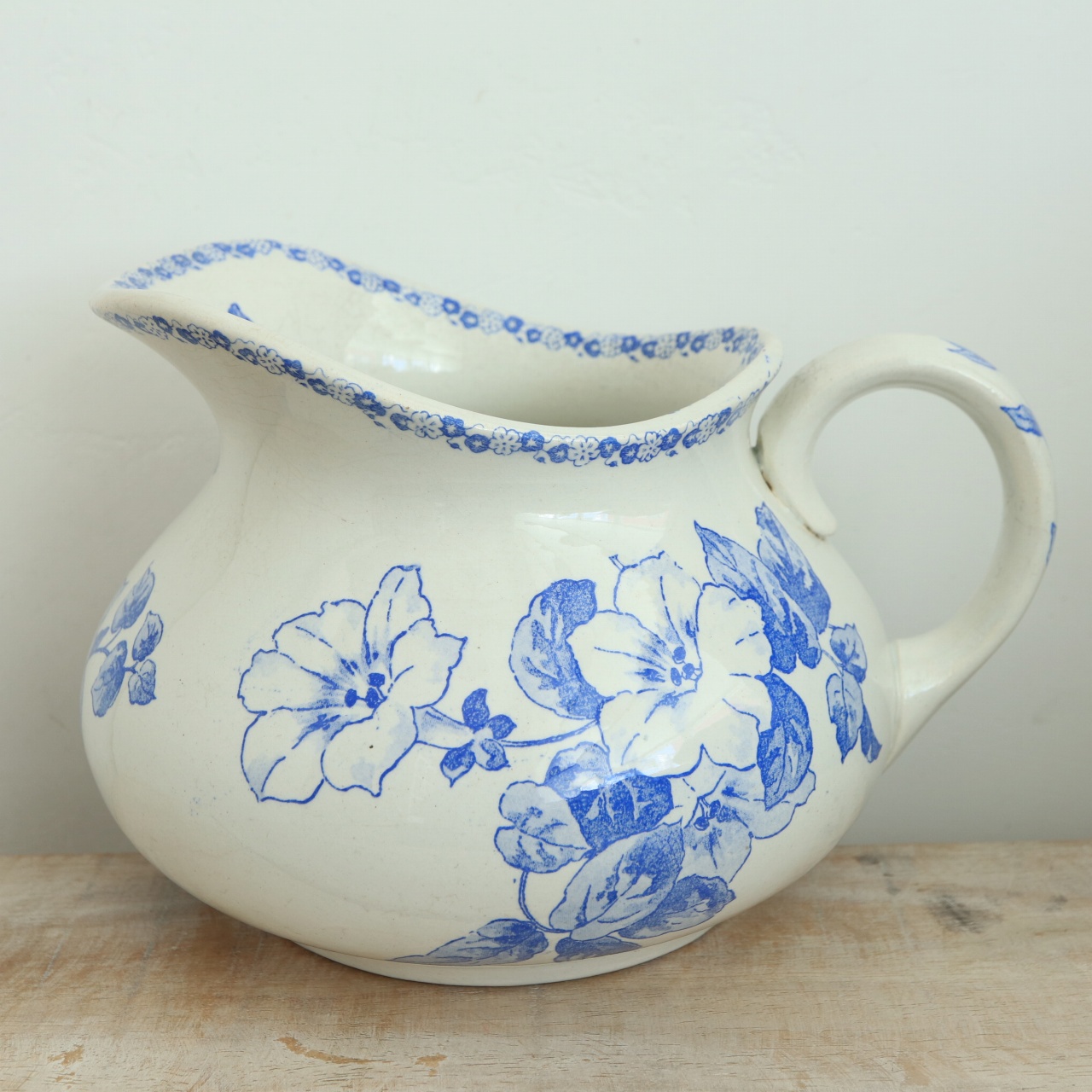 アンティーク ピシェ ペチュニア TOILETTE PETUNIA フランス クレイユモントロー製 Creil Montereau