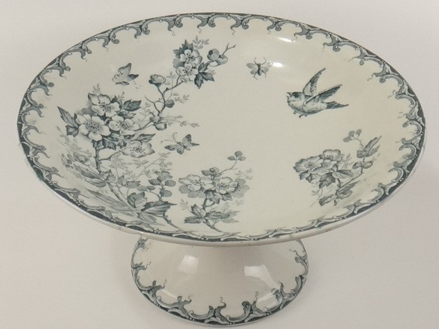 鳥のアンティークコンポティエ AUBEPINE SAINT AMAND製