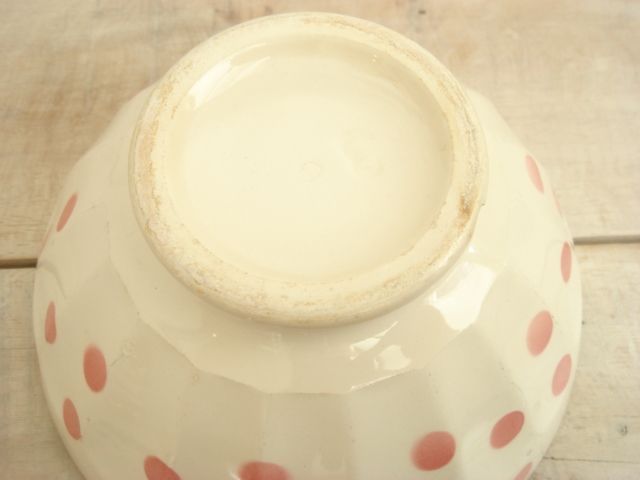 アンティーク カフェオレボウル 水玉 Luneville リュネヴィル