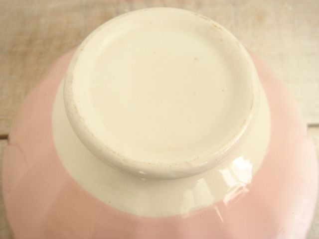 アンティークカフェオレボウル ピンク レース