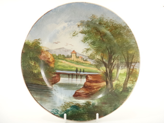 アンティーク皿 手書きの風景画 Choisy le Roi製