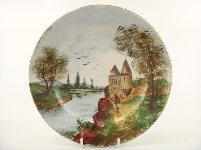 アンティーク皿 手書きの風景画 Choisy le Roi製